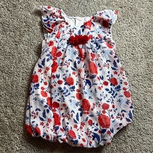 Little Lass Bubble. Red white & blue flowers. Size 18 months. EUC. Worn once.